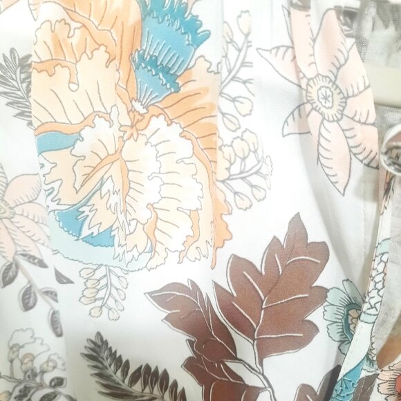 LOFT Floral Mixed Media Sleeveless Blouse Size Large - Picture 3 of 5